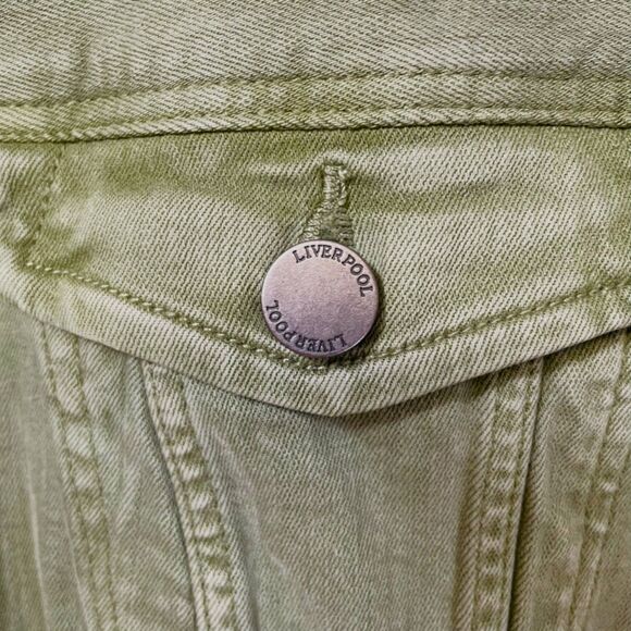 Liverpool Los Angeles Temma Denim Jean Jacket Pockets Olive Green Women’s Size M - Picture 5 of 8